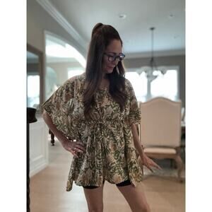 NWT Aawari Kurtis Dolman Sleeved Kaftan Floral  Mini Dress Size S-M | QUICK SHIP